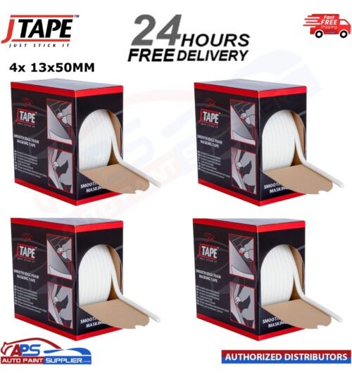 4x J Tape Masking Tape Smooth Soft Edge Foam 13mm x 50m Car Paint Spraying